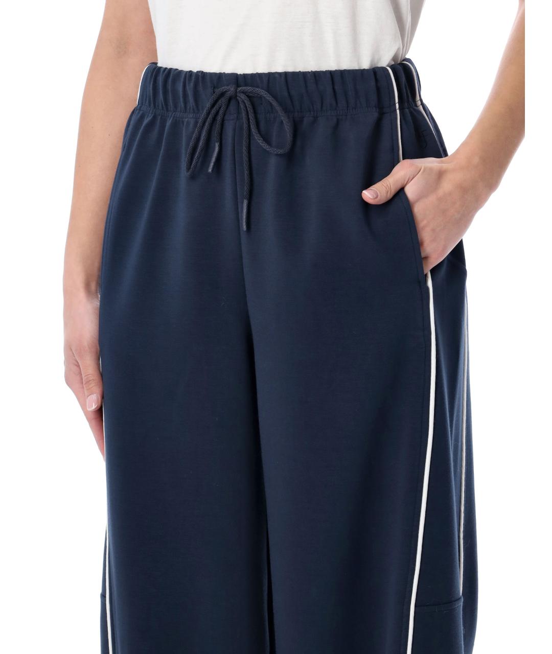 THE FRANKIE SHOP Синие полиэстеровые брюки широкие, фото 3