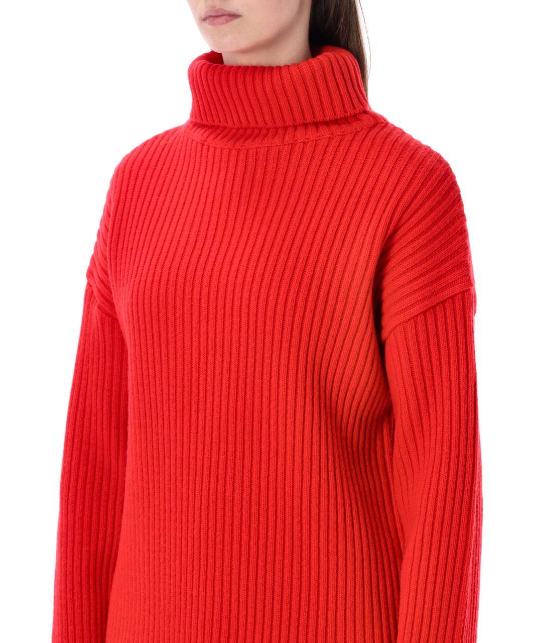 THE FRANKIE SHOP Красное шерстяное повседневное платье, фото 3