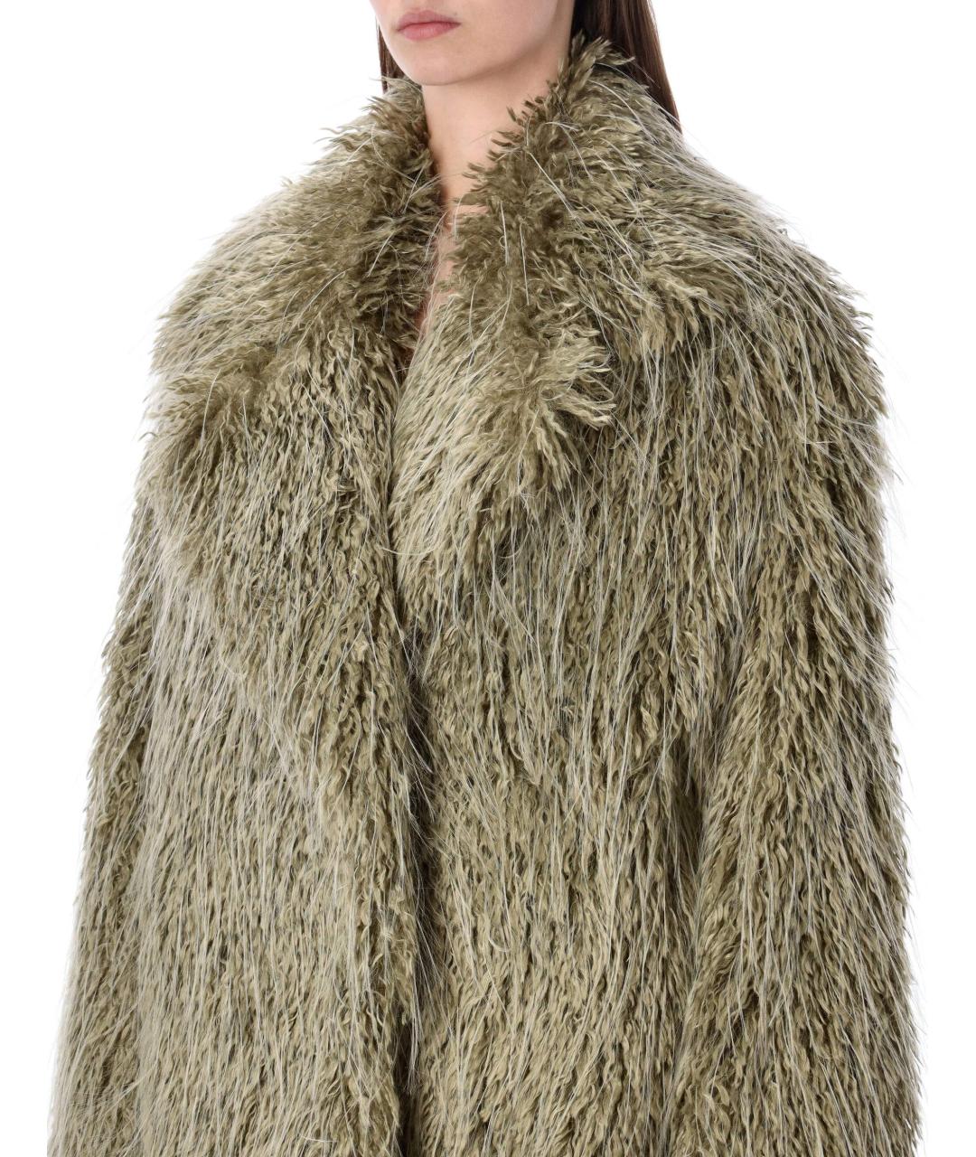 THE FRANKIE SHOP Зеленая полиэстеровая шуба, фото 3