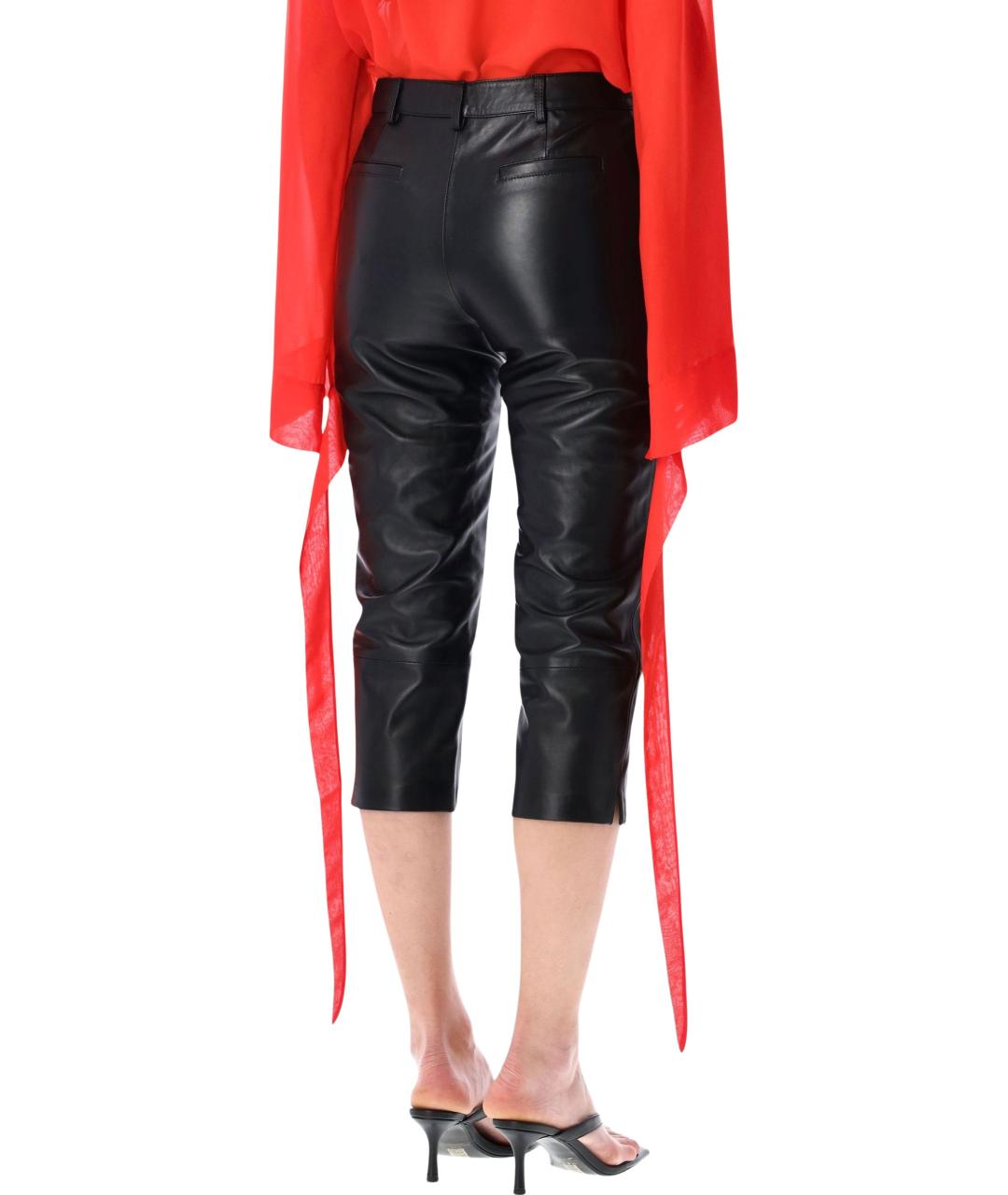 THE FRANKIE SHOP Черные кожаные прямые брюки, фото 2