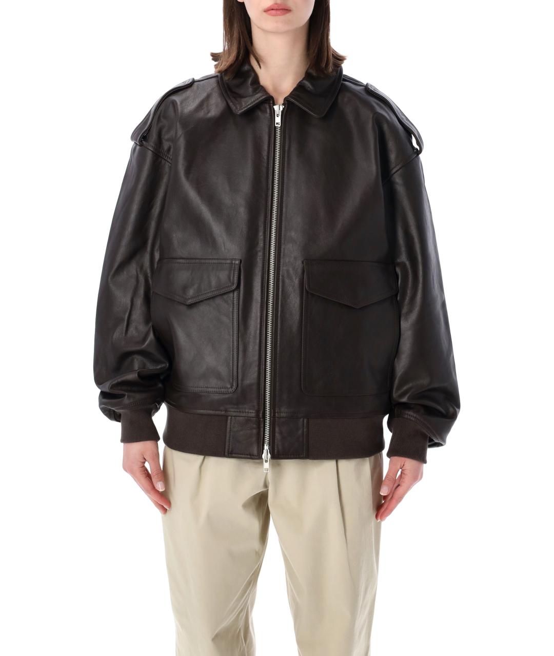 THE FRANKIE SHOP Коричневая кожаная куртка, фото 1