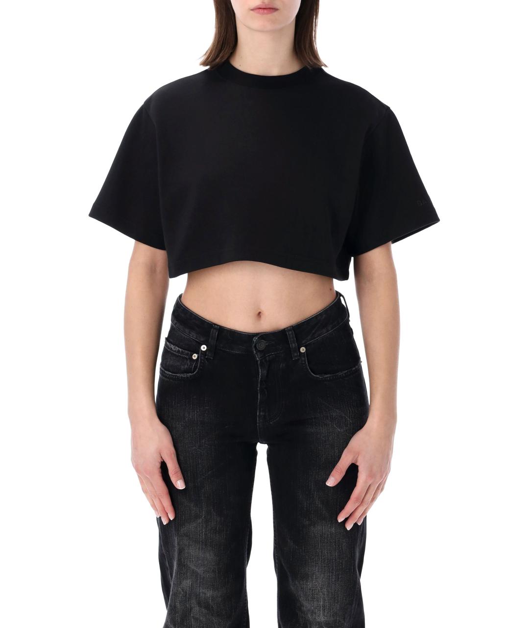 BALENCIAGA Черная хлопковая футболка, фото 1