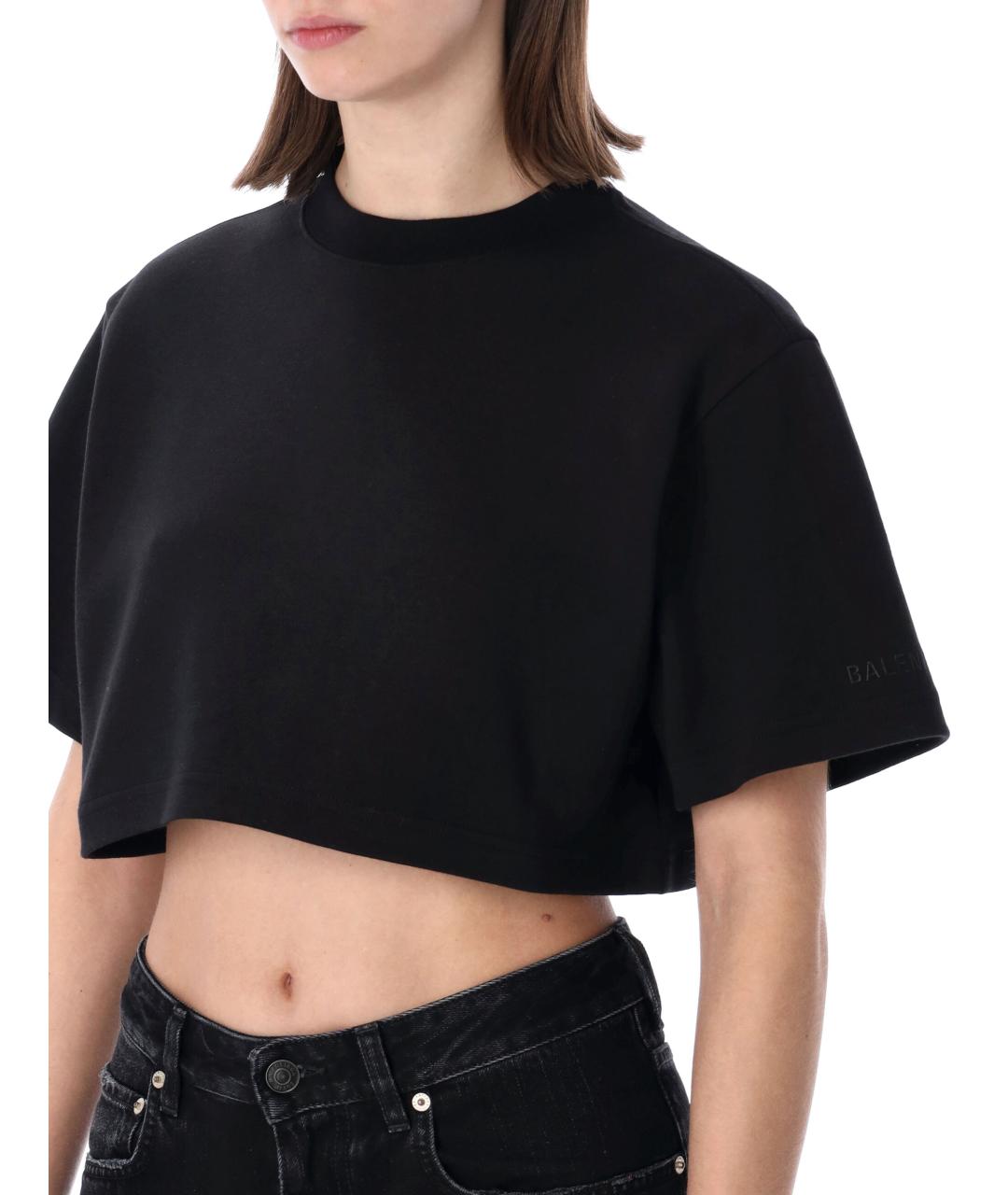 BALENCIAGA Черная хлопковая футболка, фото 3