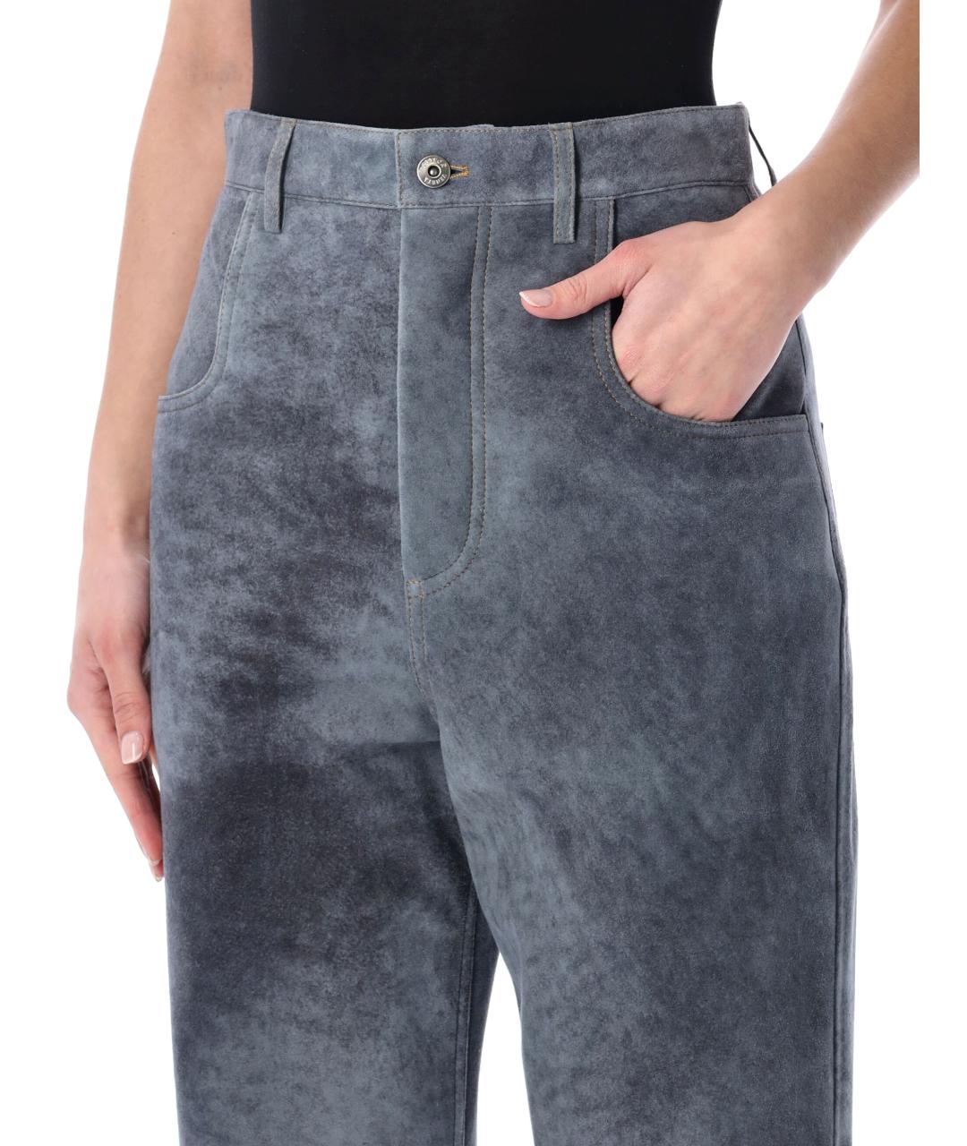 BOTTEGA VENETA Синие замшевые прямые брюки, фото 3