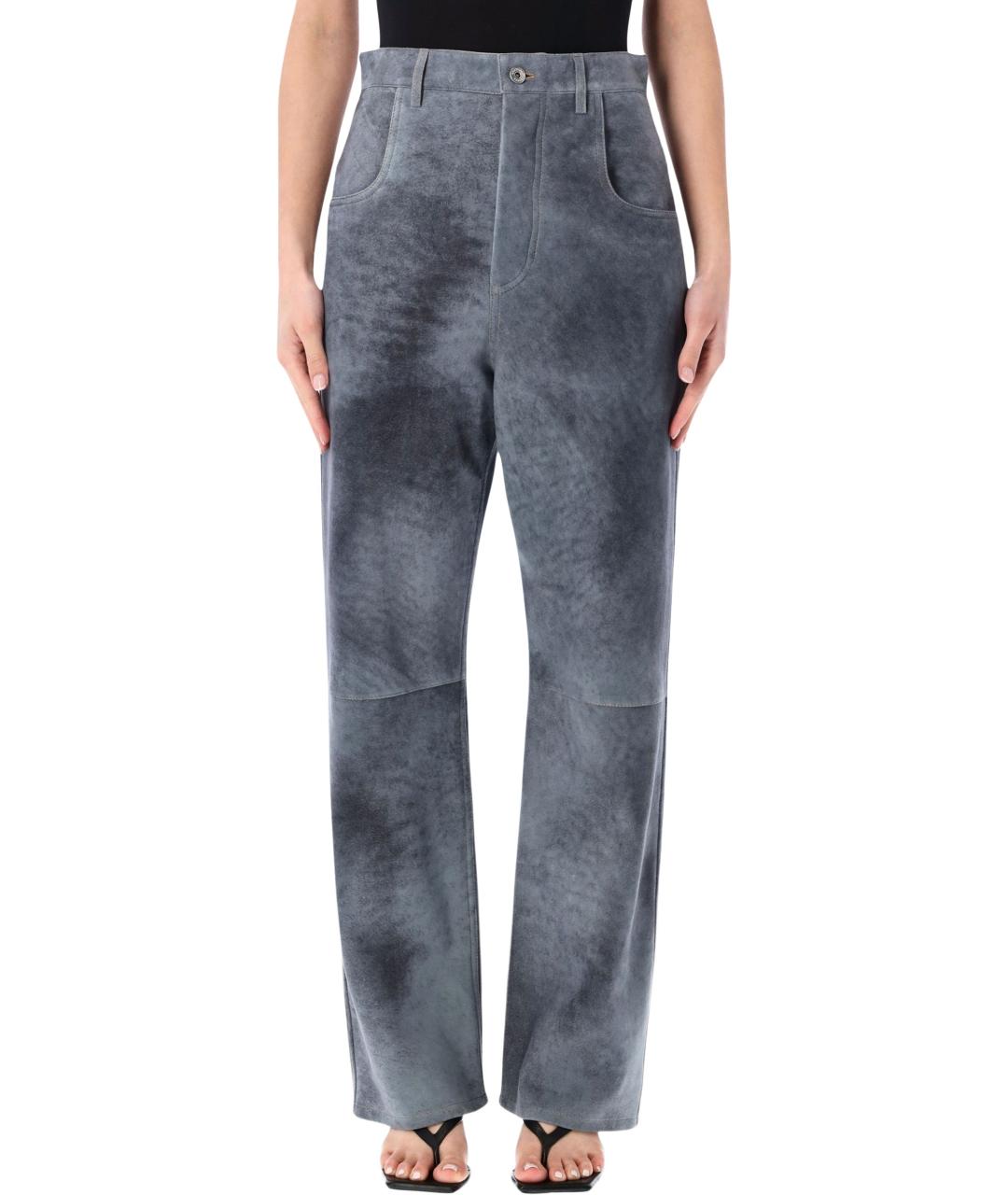 BOTTEGA VENETA Синие замшевые прямые брюки, фото 1