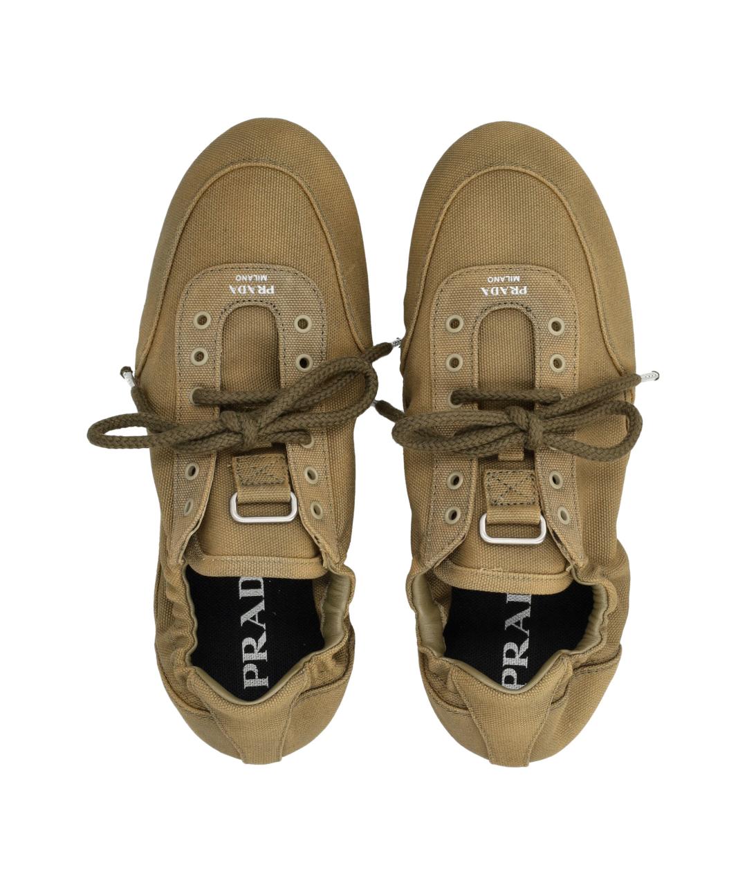 PRADA Хаки текстильные кроссовки, фото 2