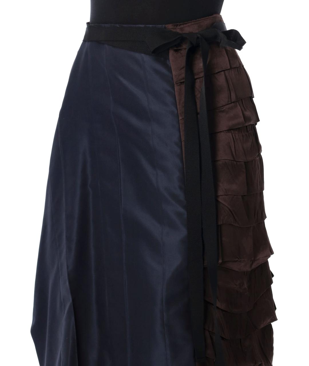 PRADA Темно-синяя шелковая юбка миди, фото 3