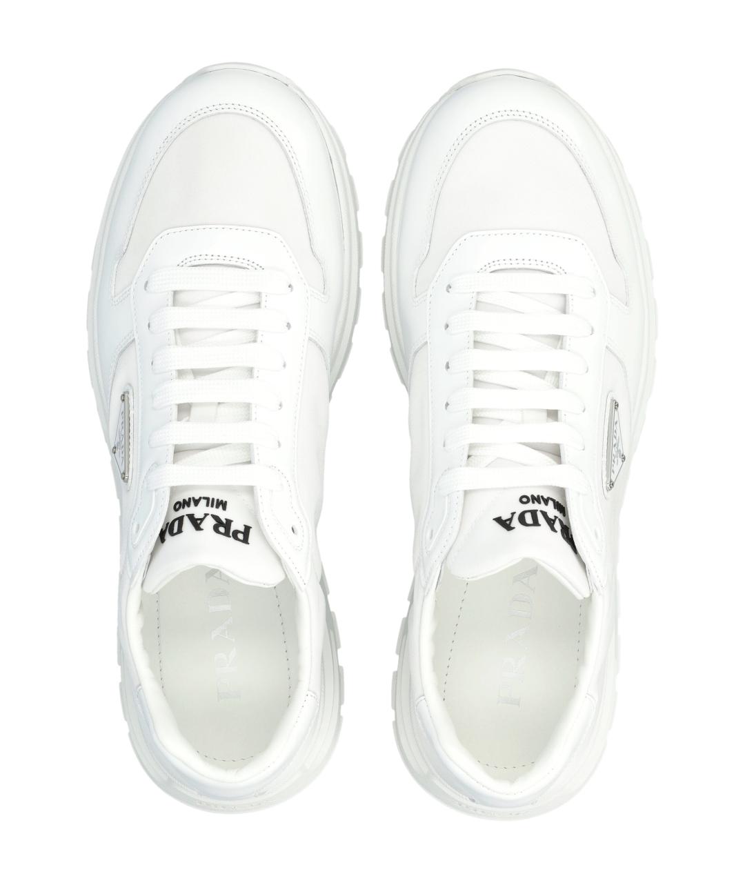 PRADA Белые синтетические низкие кроссовки / кеды, фото 2