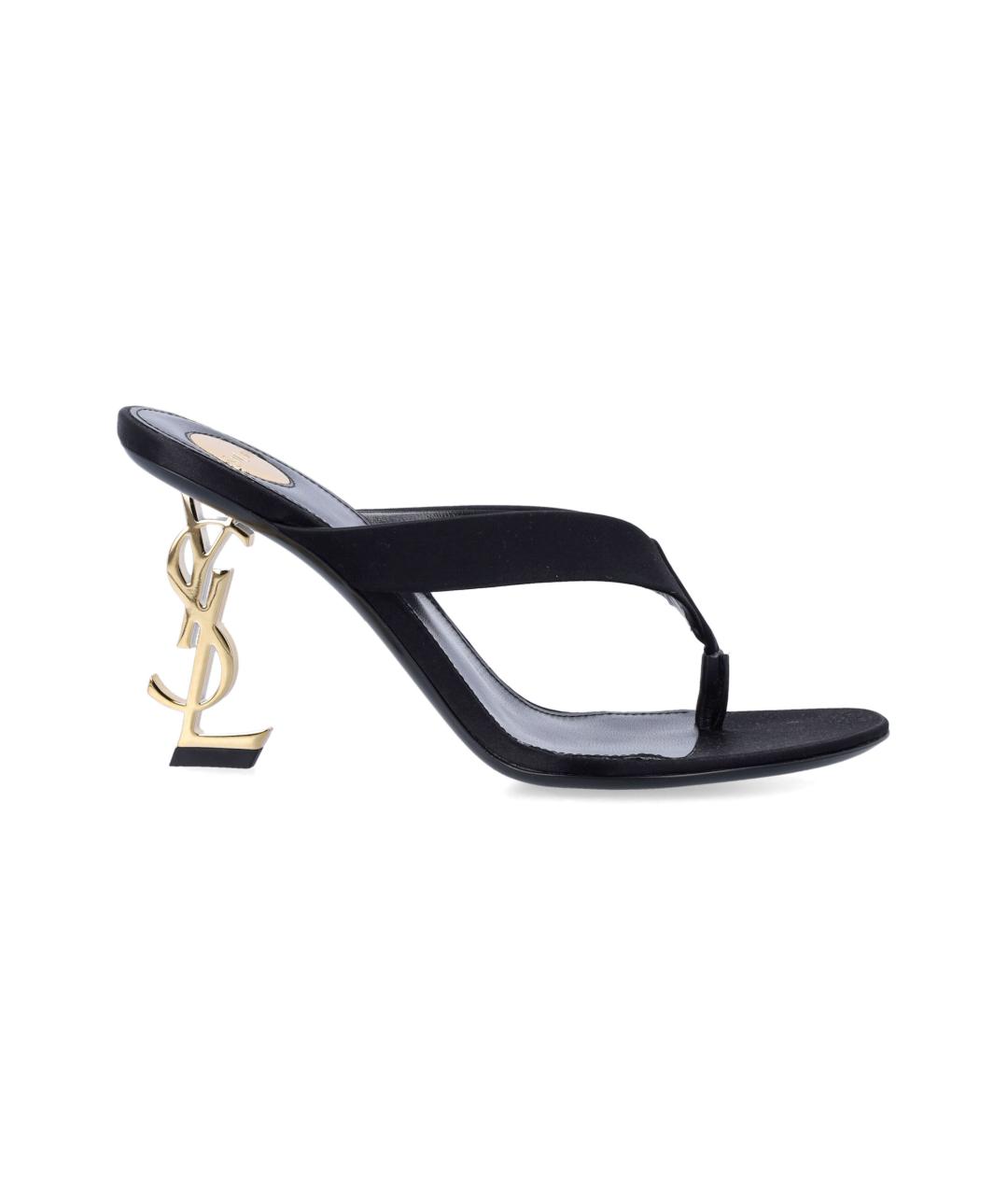 SAINT LAURENT Черные текстильные мюли, фото 4