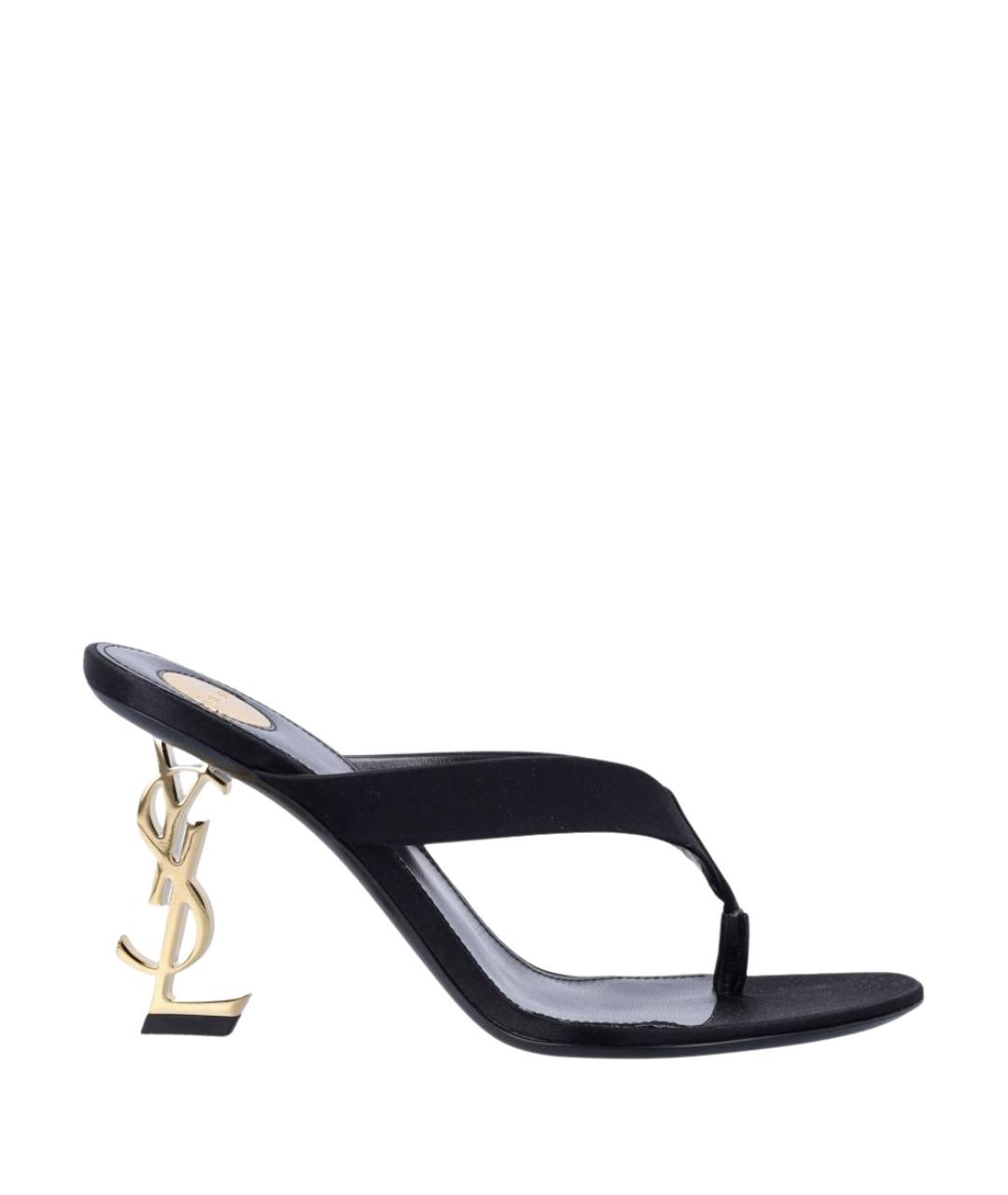 SAINT LAURENT Черные текстильные мюли, фото 1