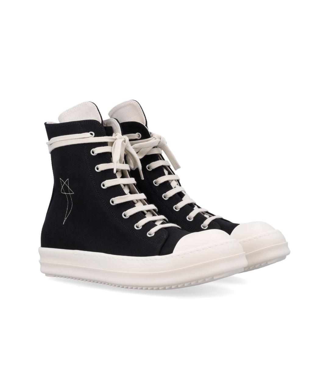 RICK OWENS DRKSHDW Черные текстильные низкие кроссовки / кеды, фото 3