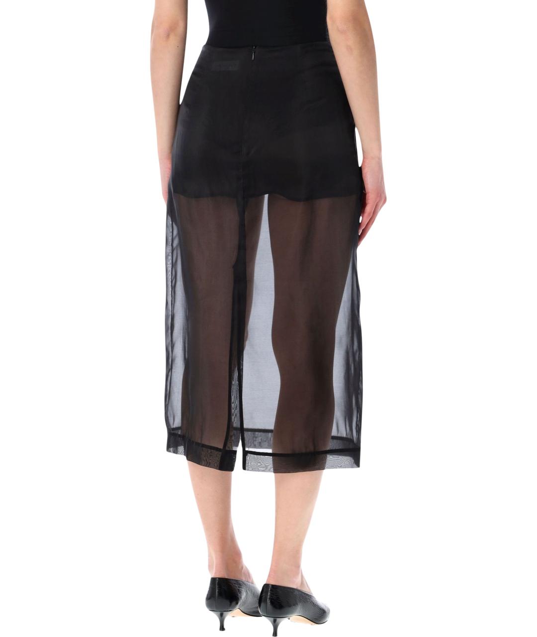 THE FRANKIE SHOP Черная шелковая юбка миди, фото 2