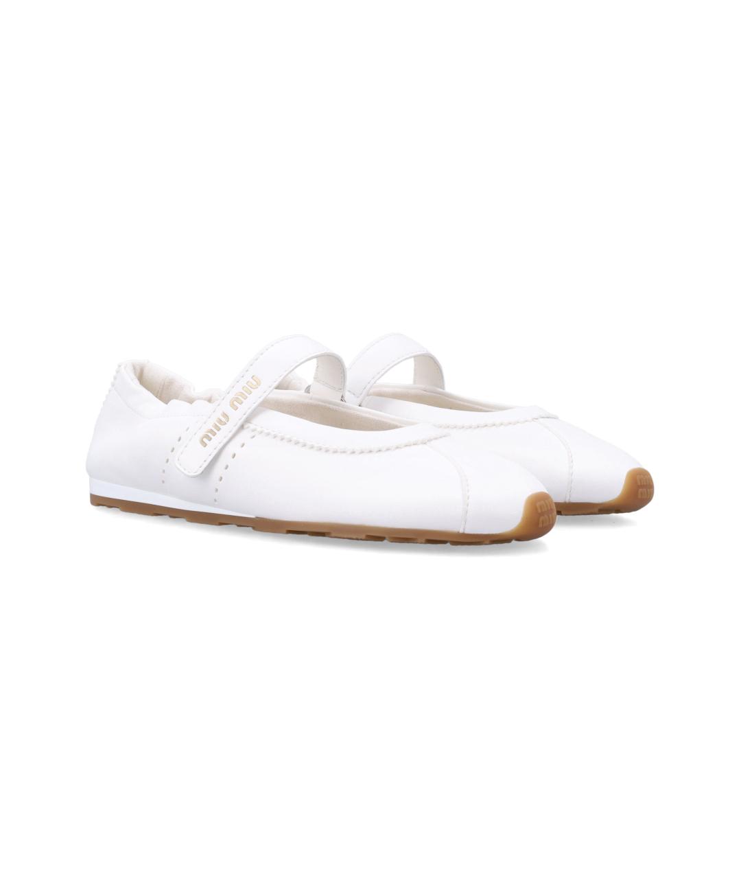 MIU MIU Белые кожаные балетки, фото 2