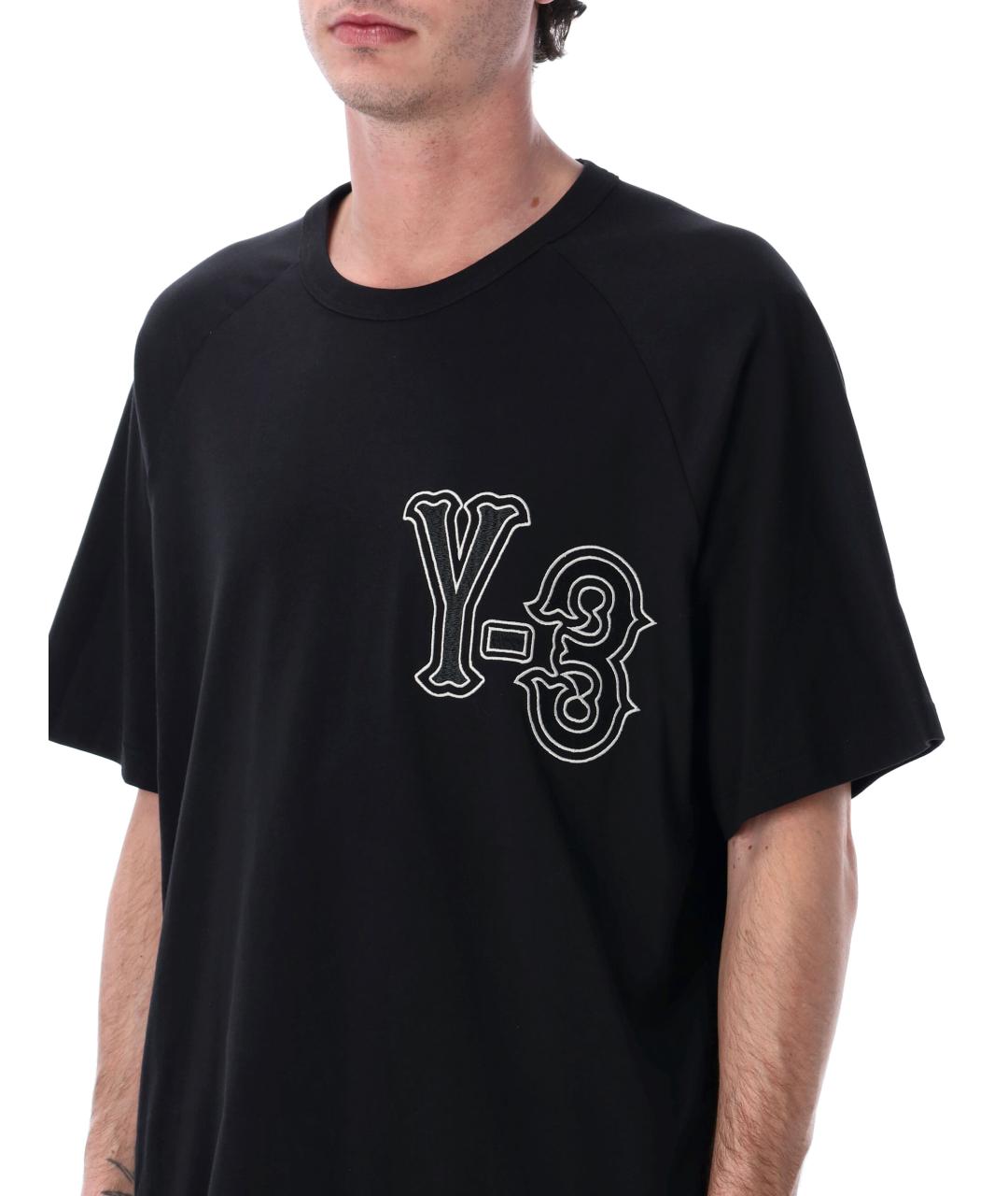 Y-3 Черная хлопковая футболка, фото 3