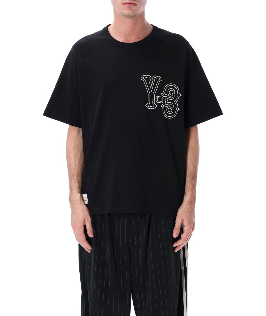 Y-3 Черная хлопковая футболка, фото 1