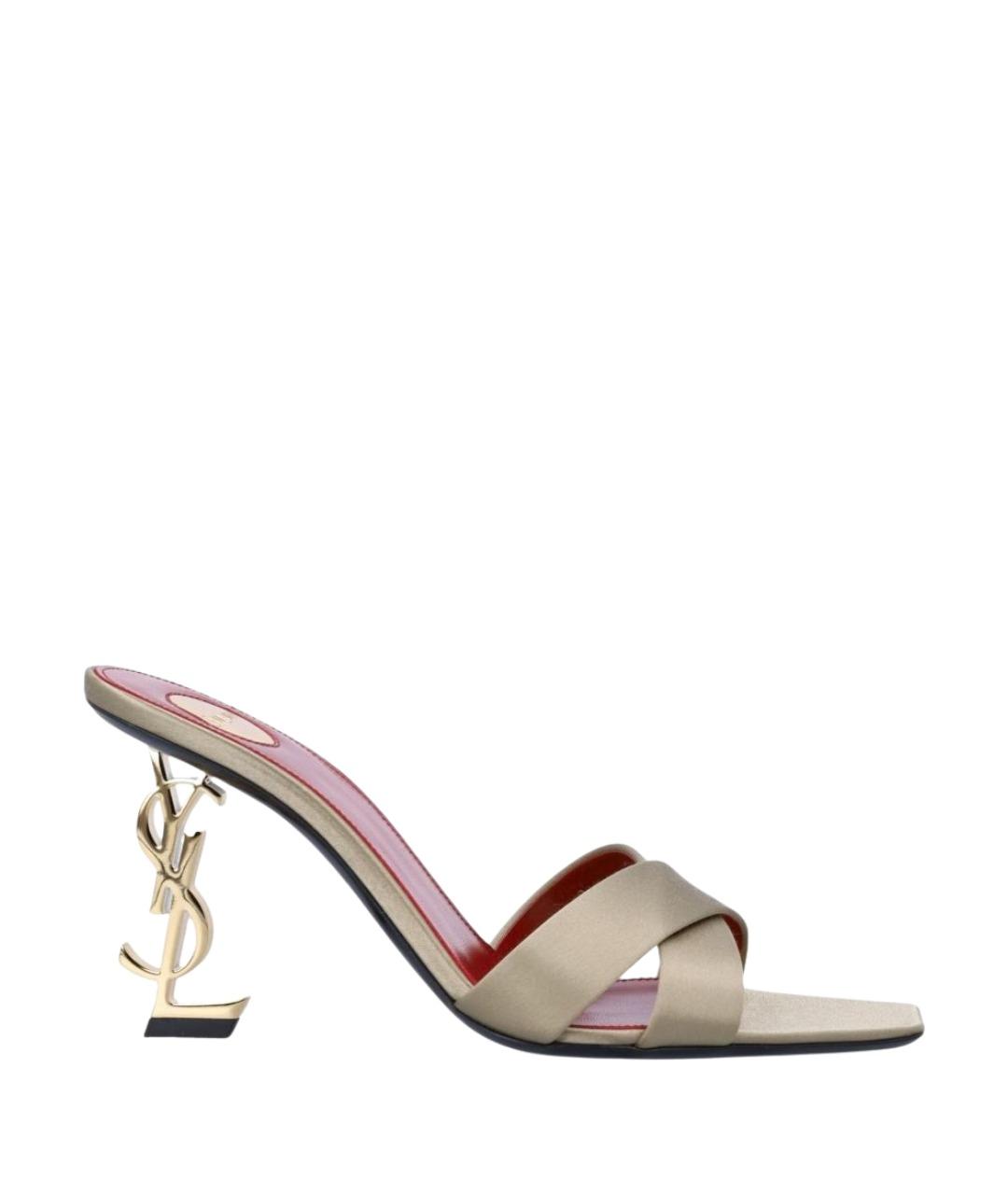 SAINT LAURENT Бежевые текстильные мюли, фото 1