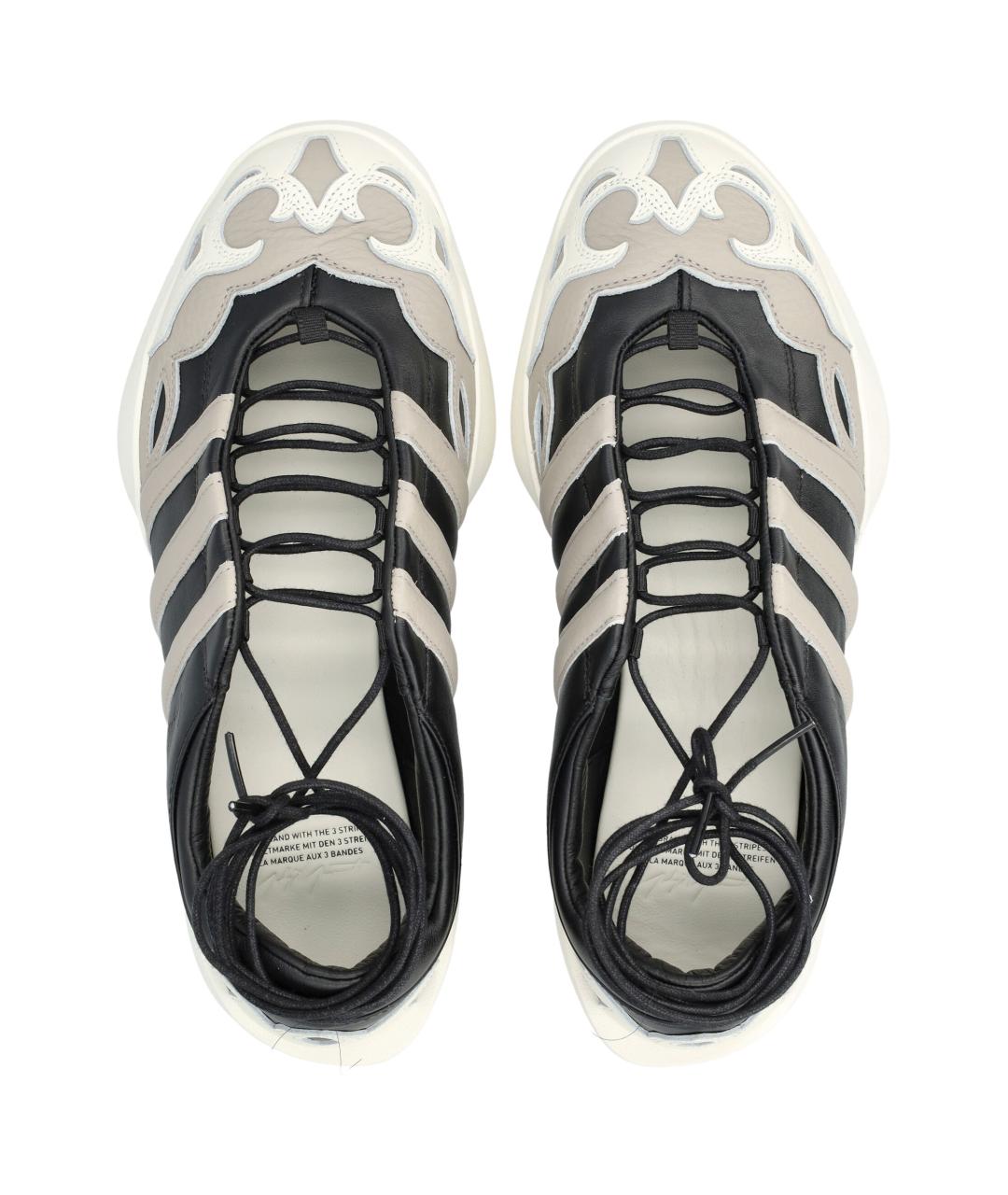 Y-3 Черные кожаные низкие кроссовки / кеды, фото 2