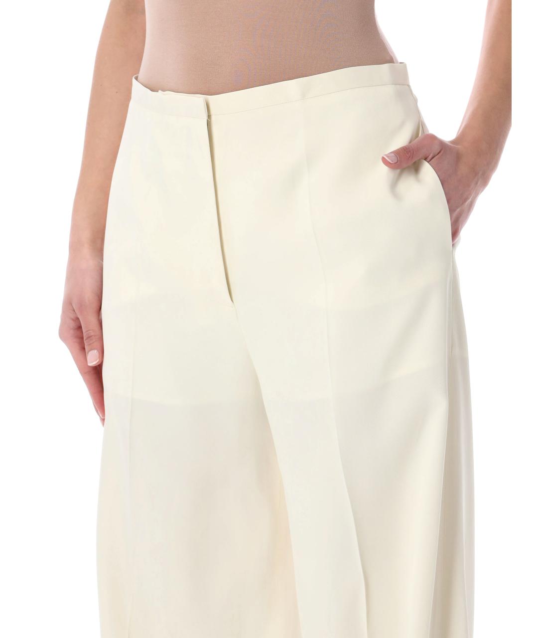 ALBERTA FERRETTI Белые вискозные прямые брюки, фото 3