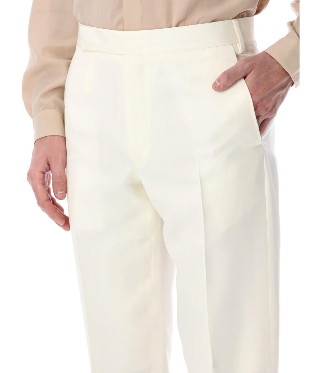 LARDINI Белые вискозные повседневные брюки, фото 3