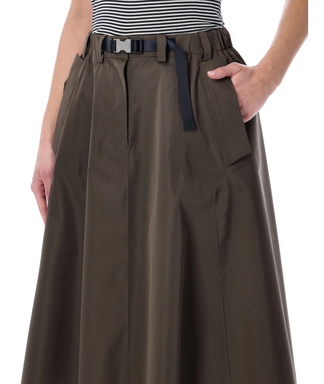 PRADA Хаки полиэстеровая юбка миди, фото 3