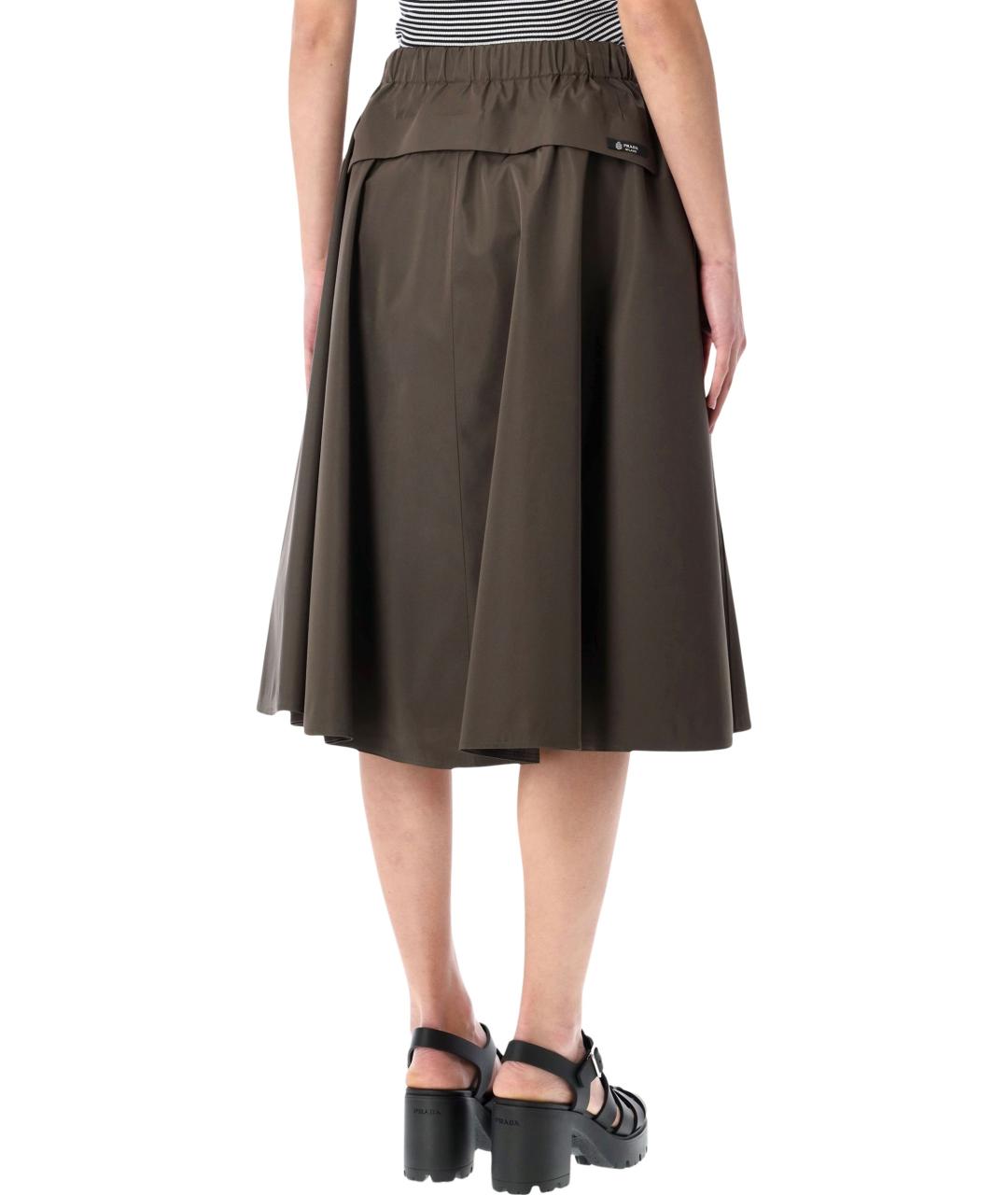 PRADA Хаки полиэстеровая юбка миди, фото 2