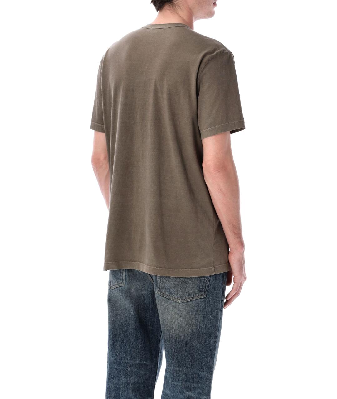 JAMES PERSE Коричневая хлопковая футболка, фото 2