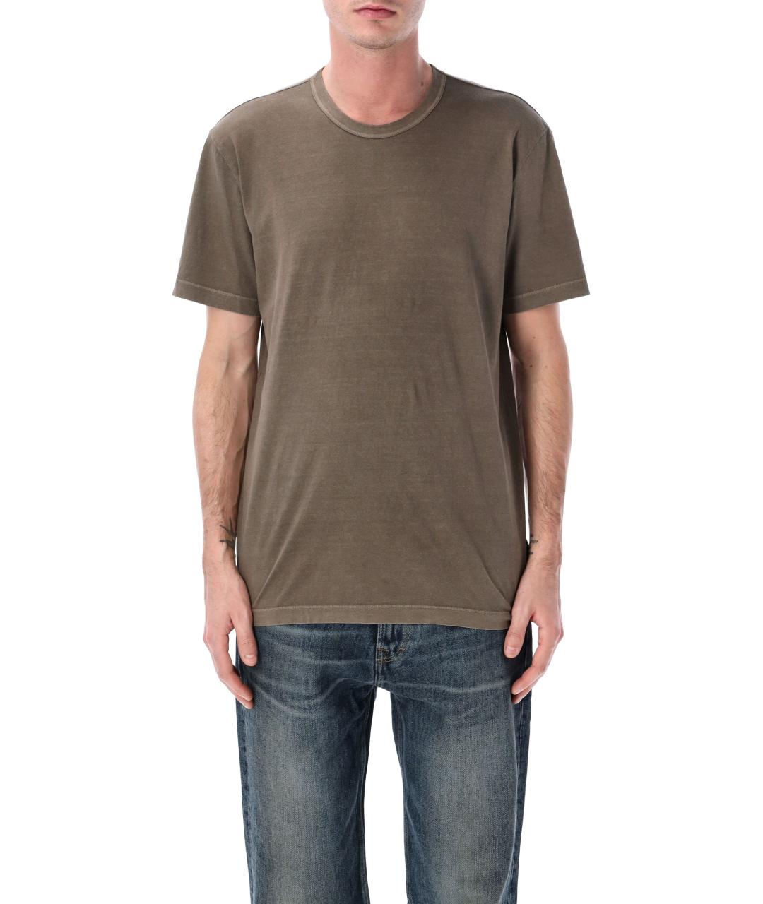 JAMES PERSE Коричневая хлопковая футболка, фото 1