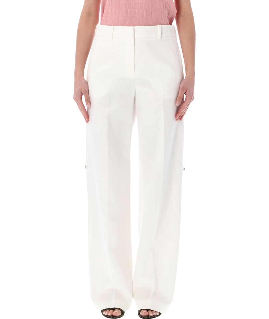 FENDI Белые хлопковые прямые брюки, фото 1