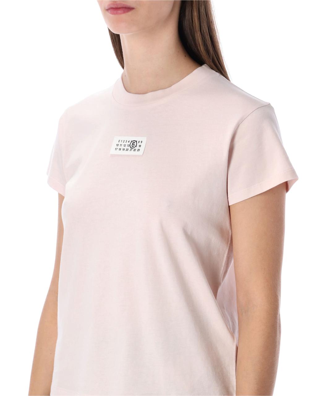 MM6 MAISON MARGIELA Розовая хлопковая футболка, фото 3