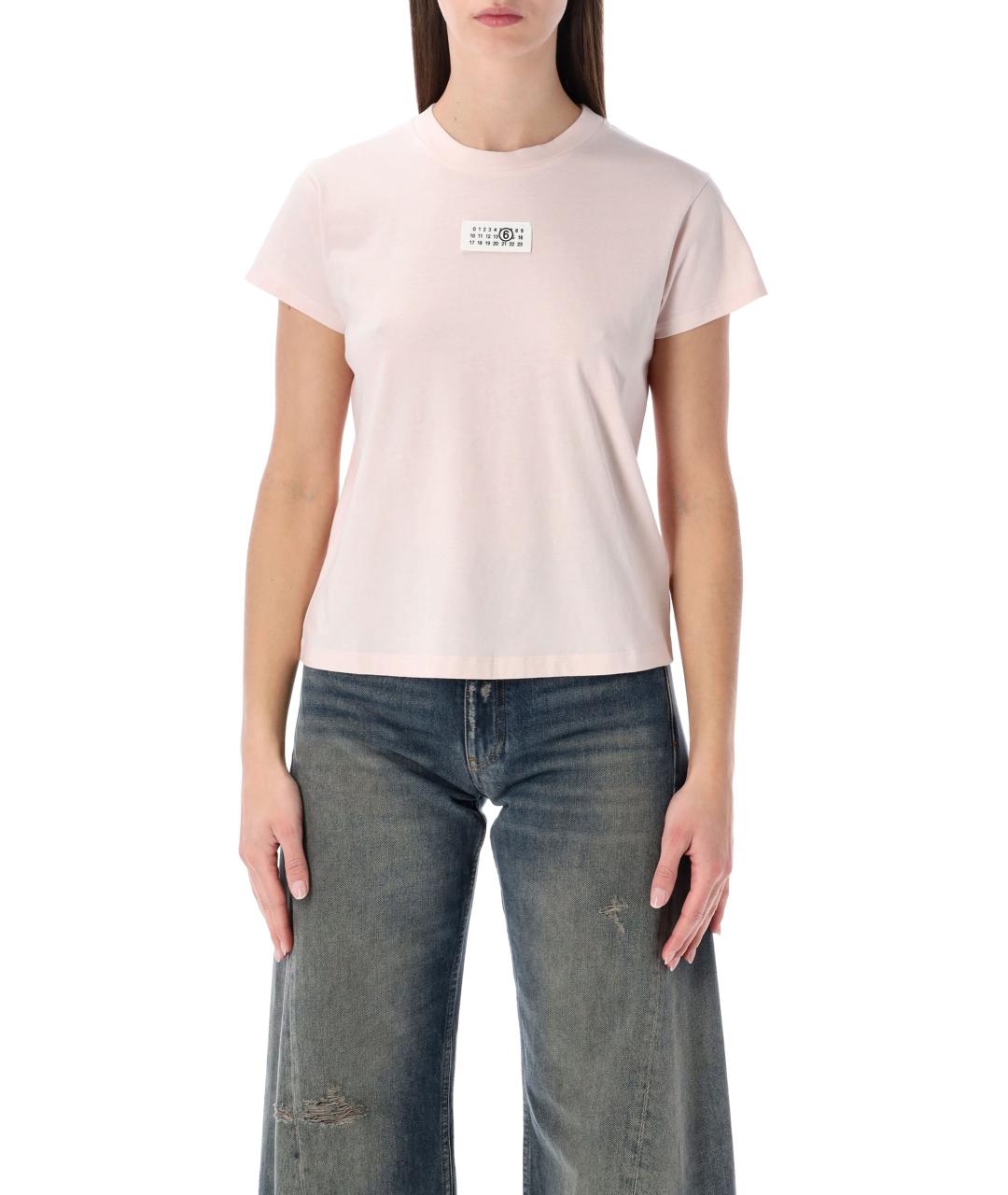 MM6 MAISON MARGIELA Розовая хлопковая футболка, фото 1