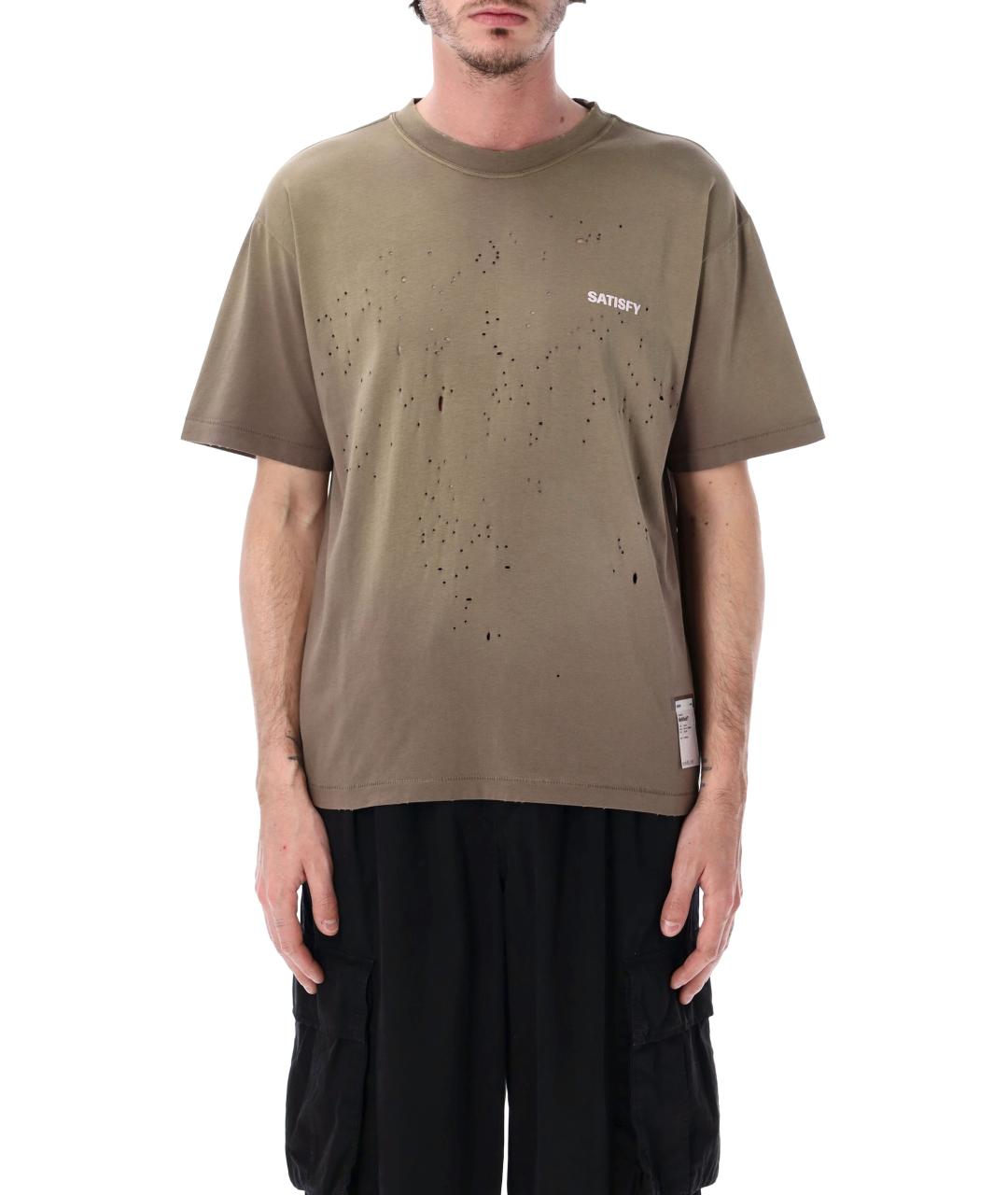 SATISFY Коричневая хлопковая футболка, фото 1