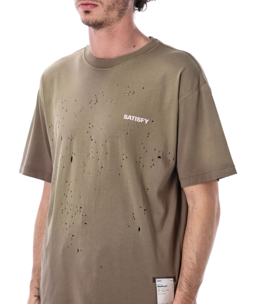 SATISFY Коричневая хлопковая футболка, фото 3