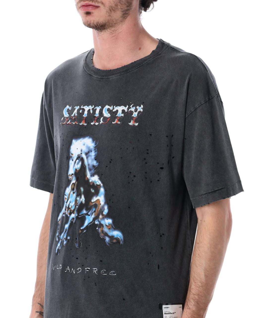 SATISFY Черная хлопковая футболка, фото 3