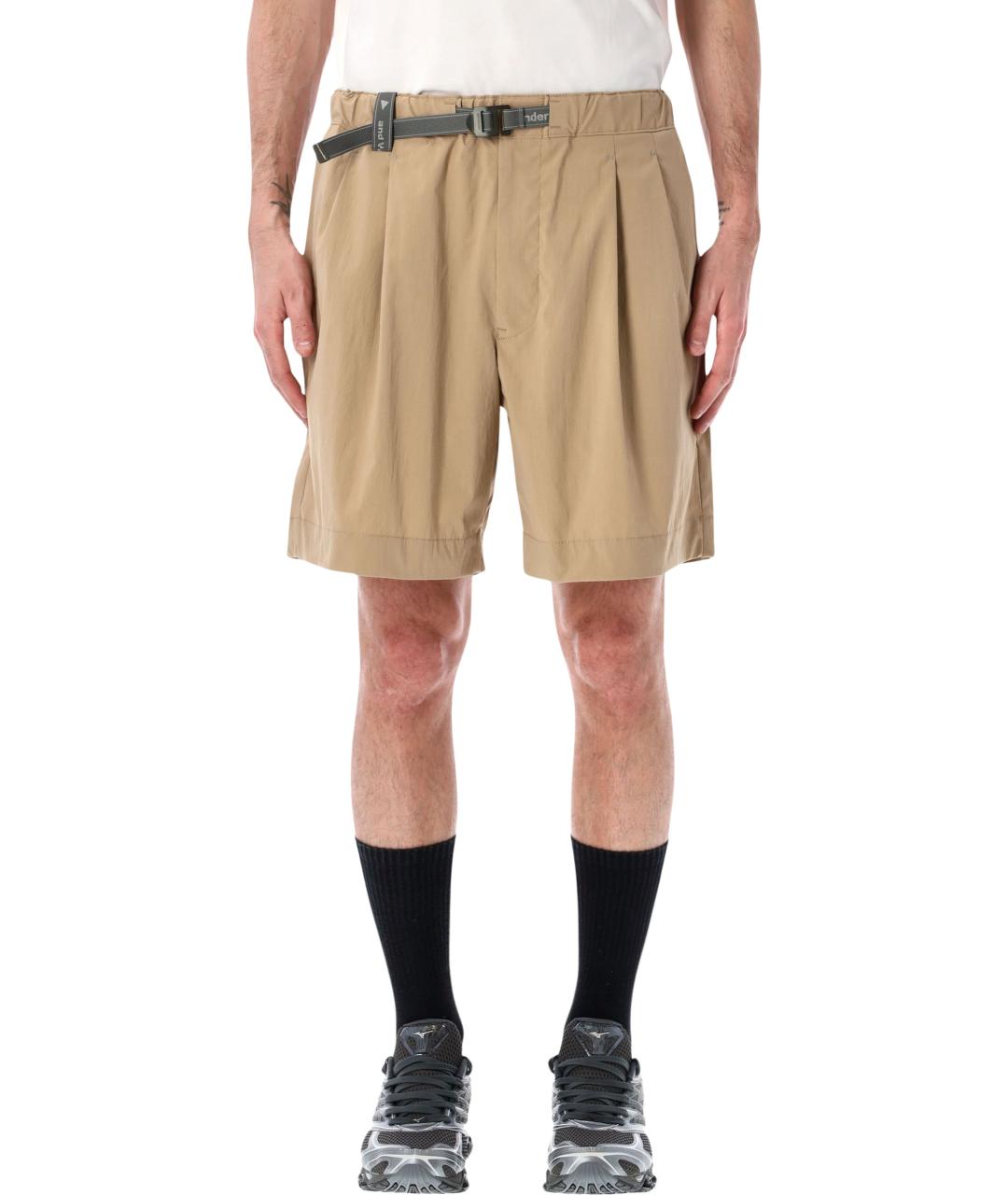 AND WANDER Бежевые полиэстеровые шорты, фото 1