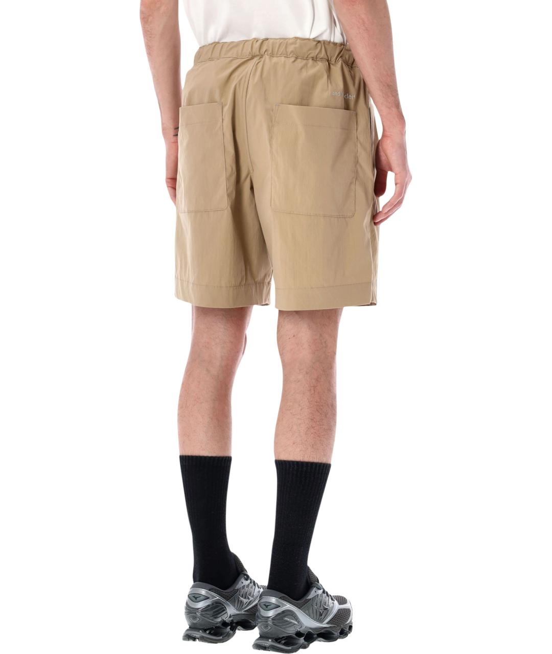 AND WANDER Бежевые полиэстеровые шорты, фото 2