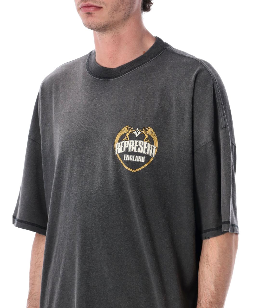 REPRESENT Черная хлопковая футболка, фото 3