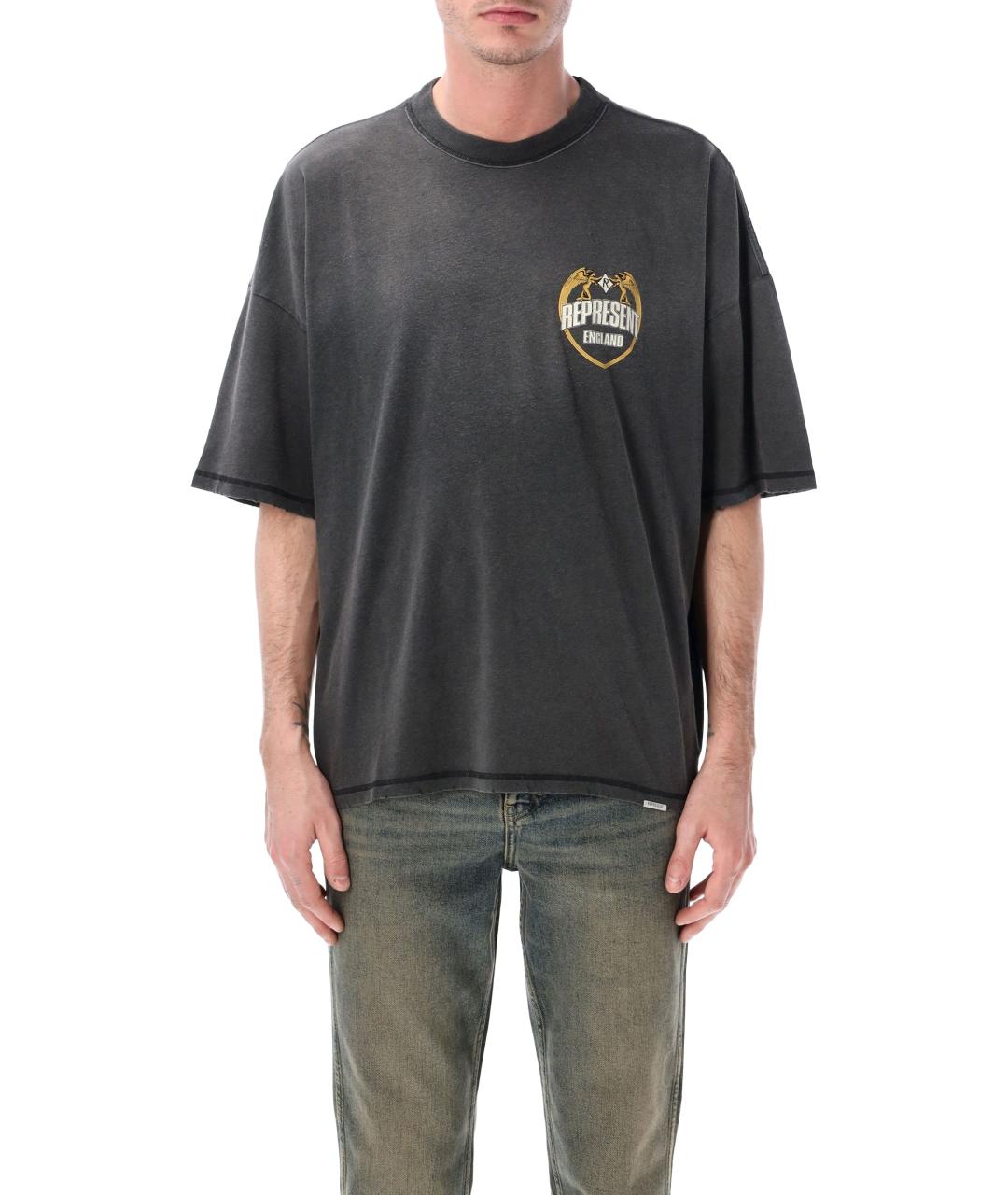 REPRESENT Черная хлопковая футболка, фото 1