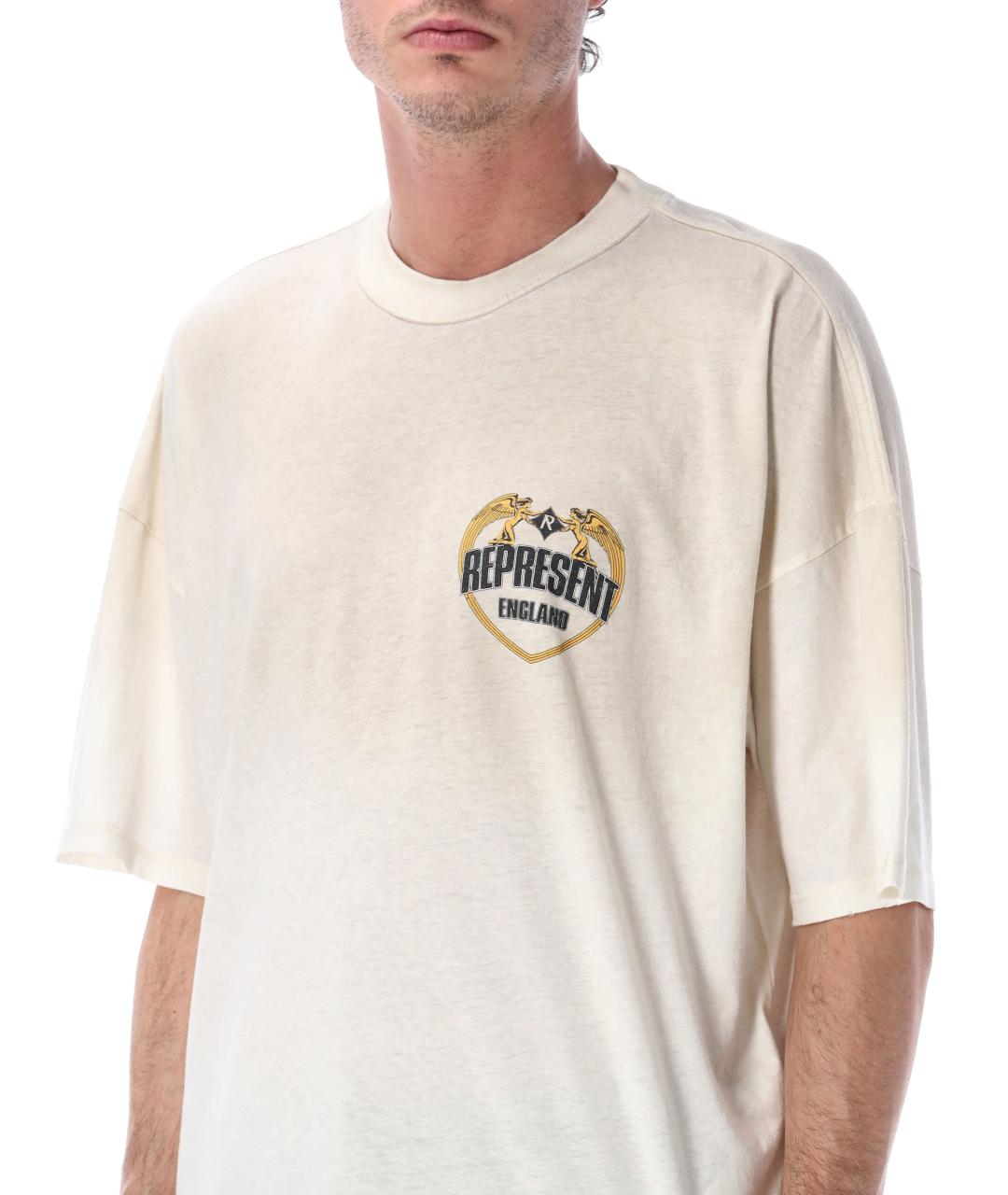 REPRESENT Белая хлопковая футболка, фото 3