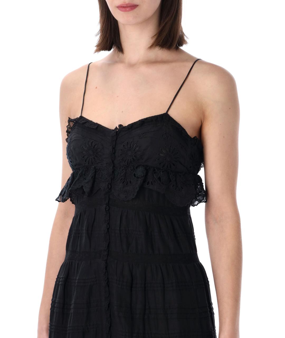 ISABEL MARANT ETOILE Черное хлопковое вечернее платье, фото 3