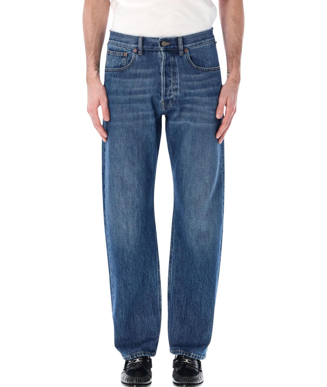 VALENTINO Синие хлопковые прямые джинсы, фото 1