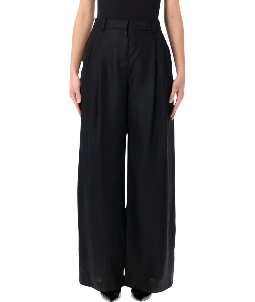 THE FRANKIE SHOP Черные ацетатные брюки широкие, фото 1