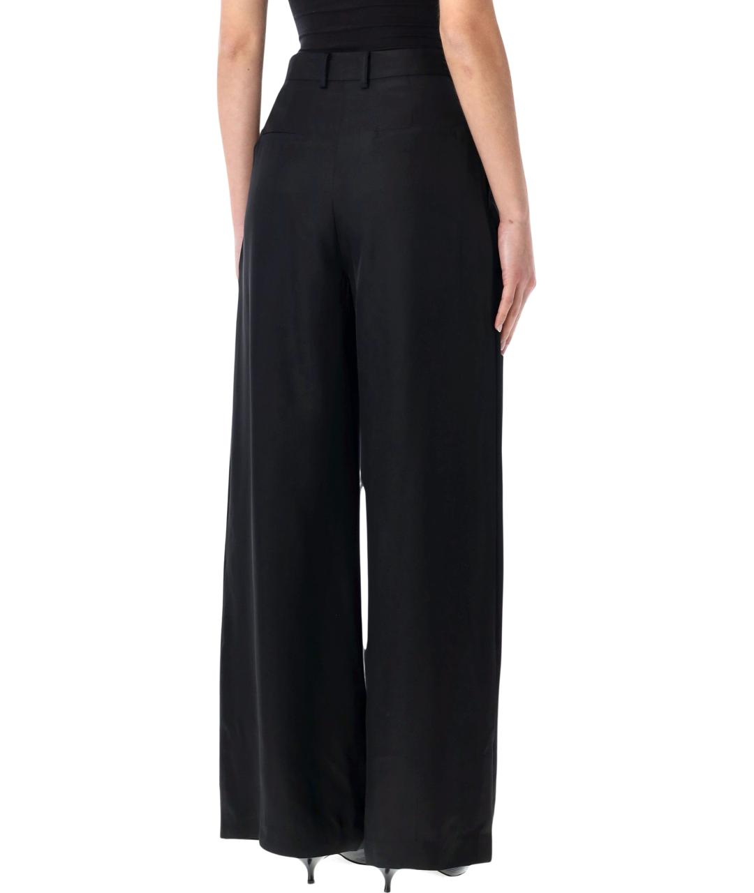 THE FRANKIE SHOP Черные ацетатные брюки широкие, фото 2