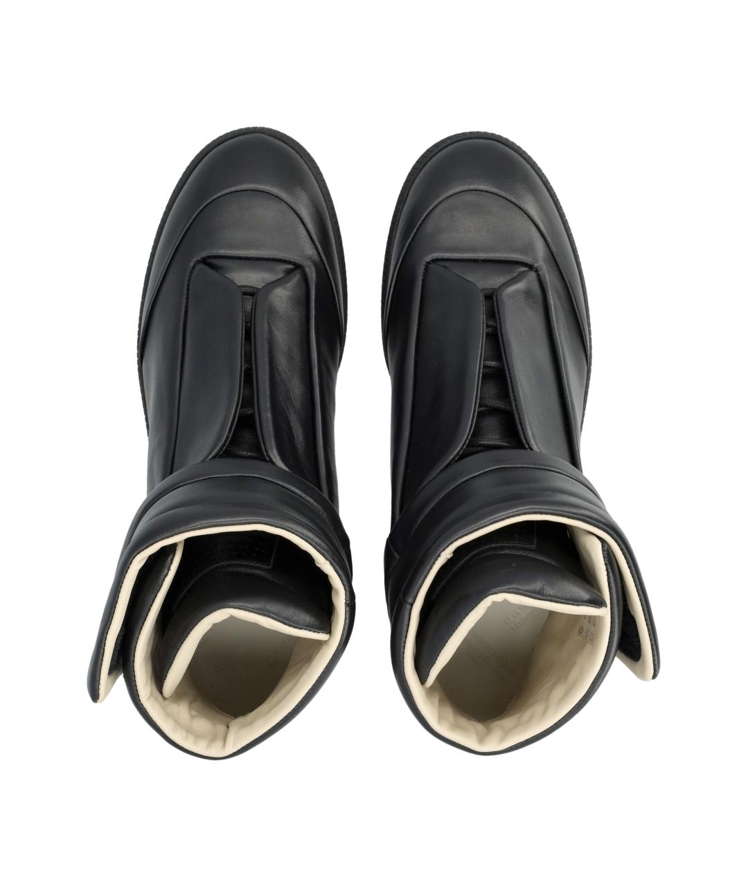 MAISON MARGIELA Черные кожаные низкие кроссовки / кеды, фото 2