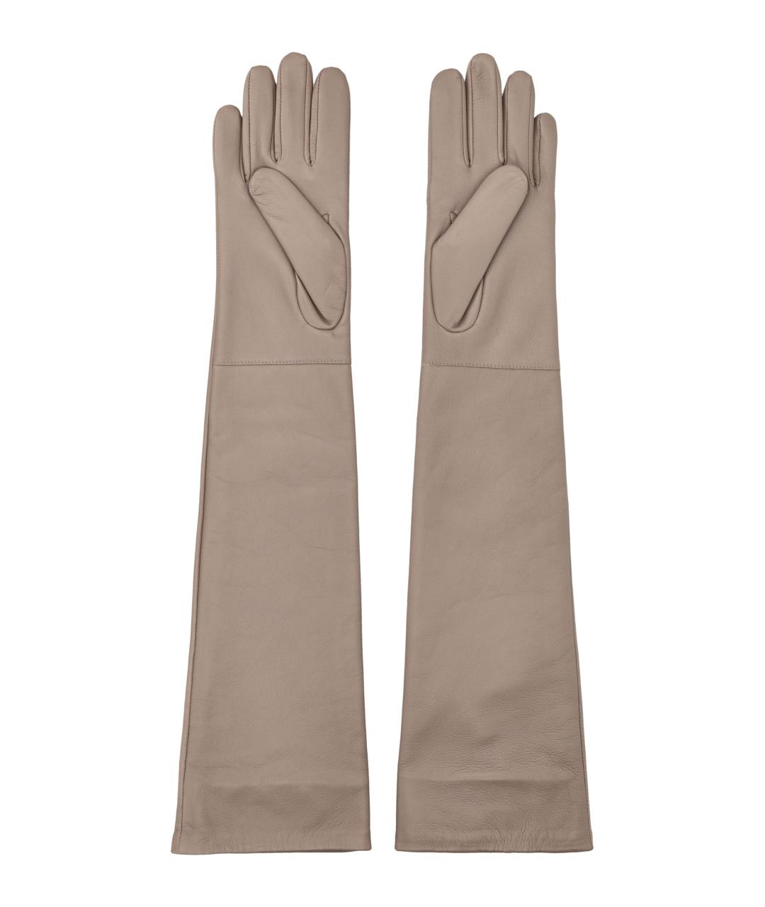 THE FRANKIE SHOP Бежевые кожаные перчатки, фото 2