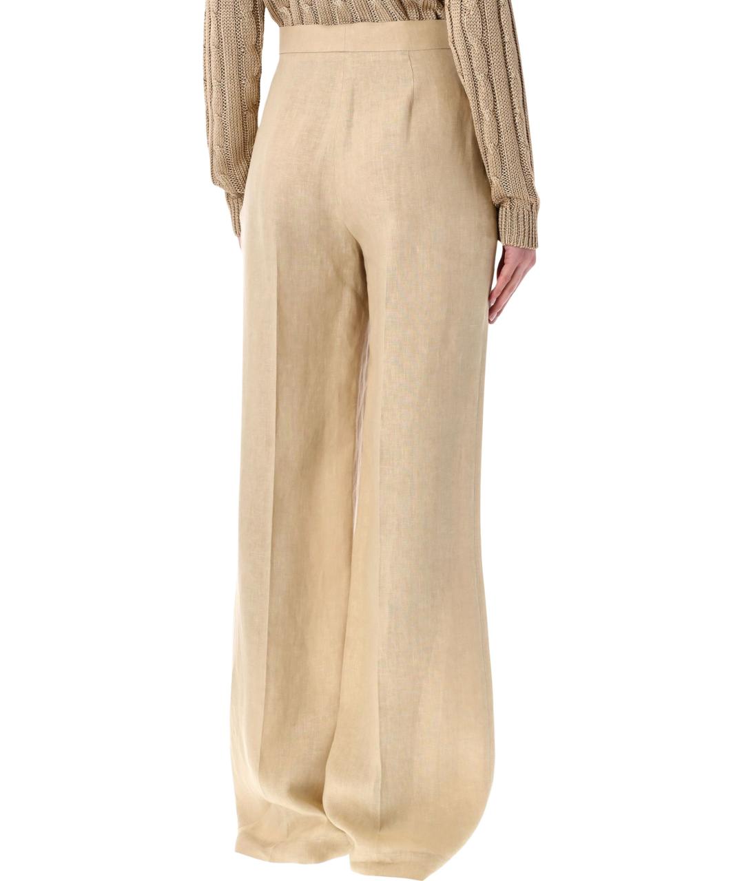 RALPH LAUREN Бежевые льняные прямые брюки, фото 2