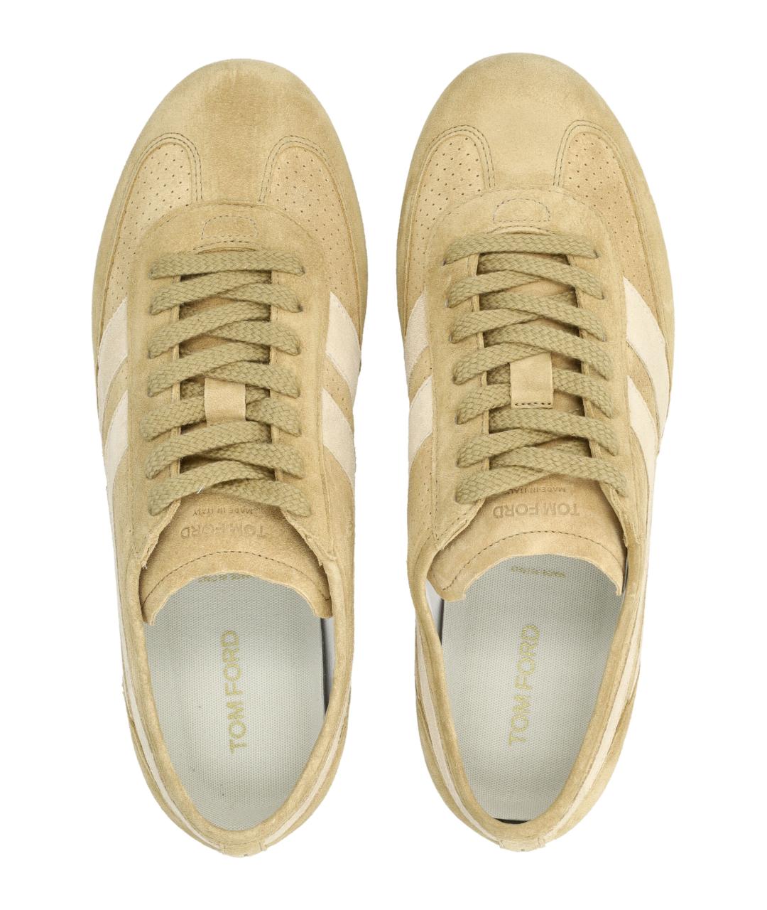 TOM FORD Бежевые замшевые низкие кроссовки / кеды, фото 2