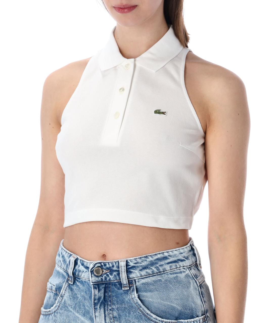 LACOSTE Белая хлопковая майка, фото 3