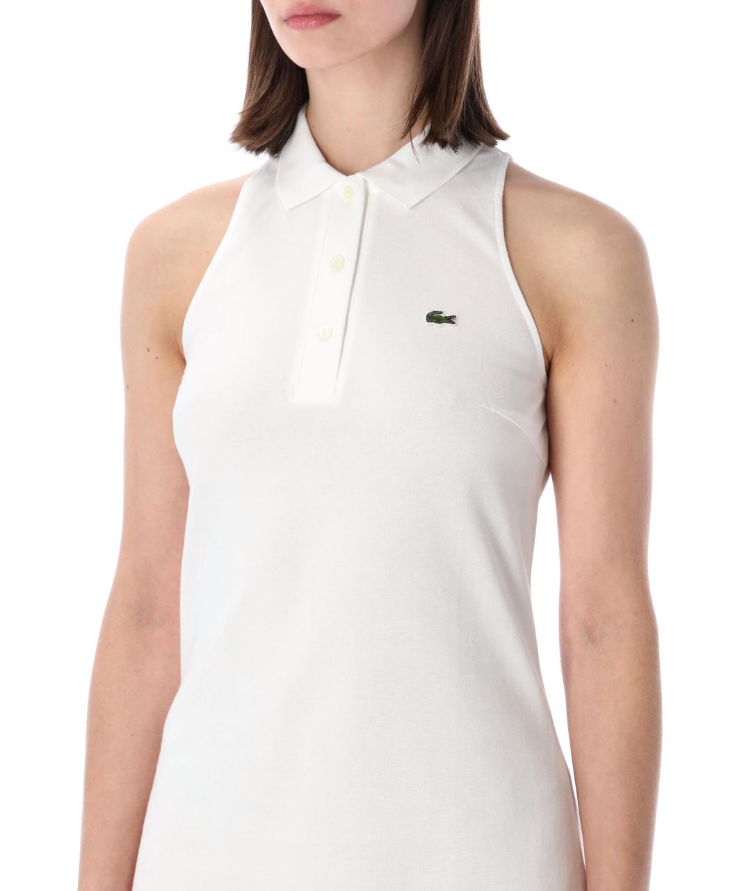 LACOSTE Белое хлопковое повседневное платье, фото 3
