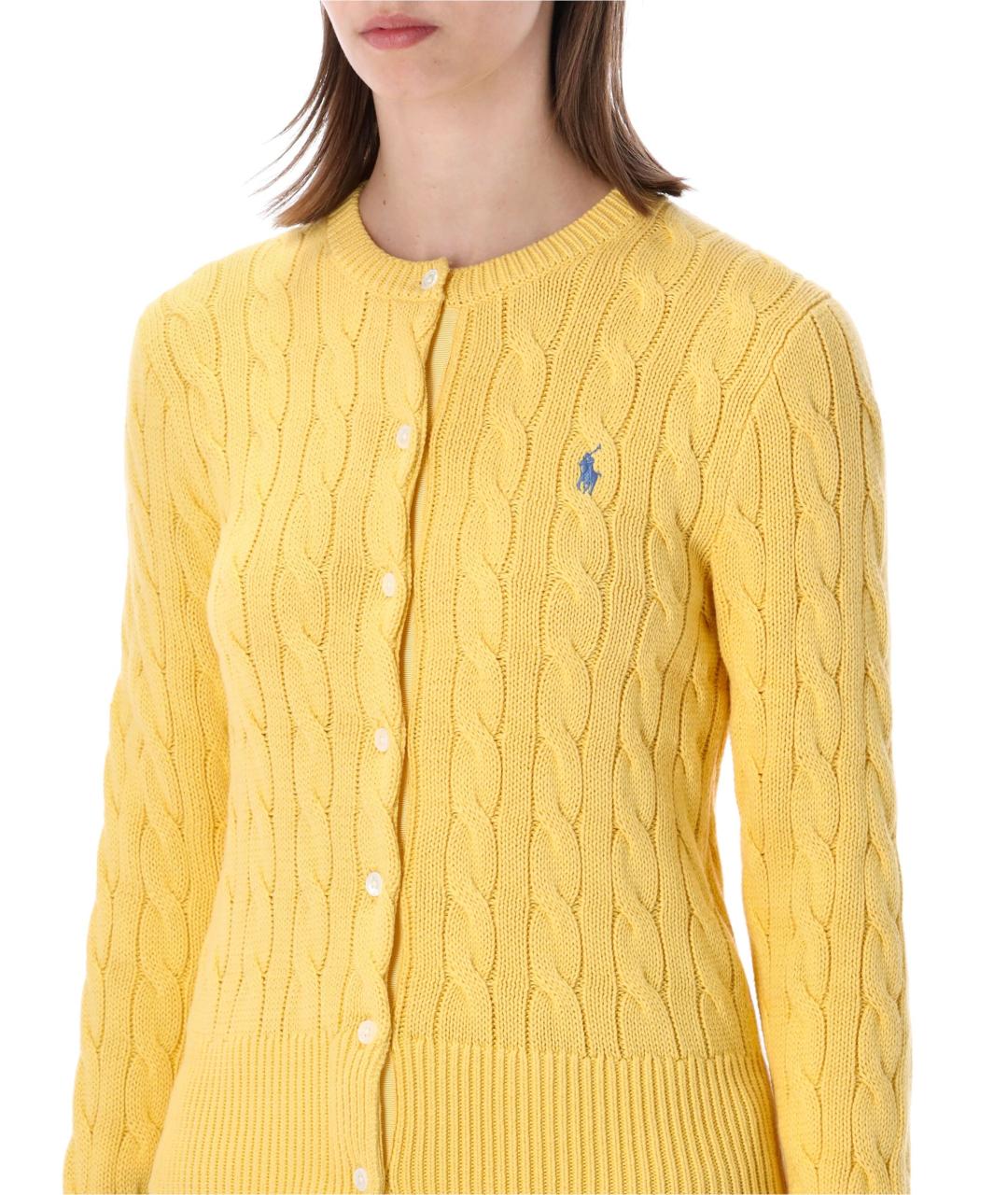 POLO RALPH LAUREN Желтый хлопковый кардиган, фото 3