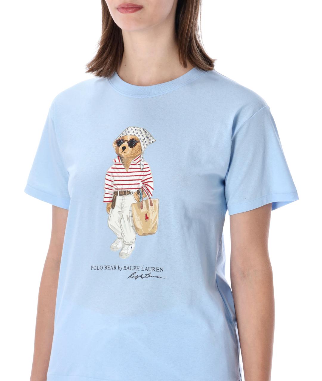 POLO RALPH LAUREN Голубая хлопковая футболка, фото 3